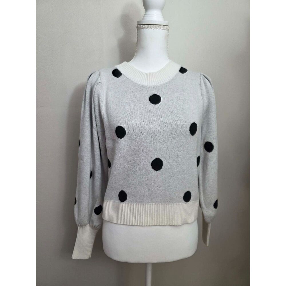 Philosophy Polka Dot Puff Sleeve Sweater — Size M